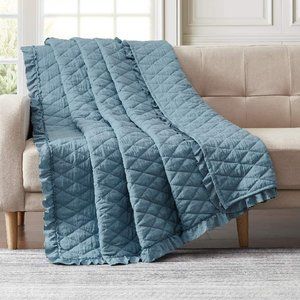 Farmhouse Quilted Microfiber Throw Blue